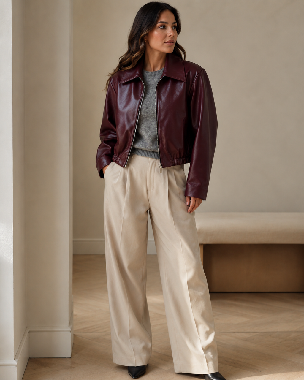 Chaqueta En Cuero Italiano