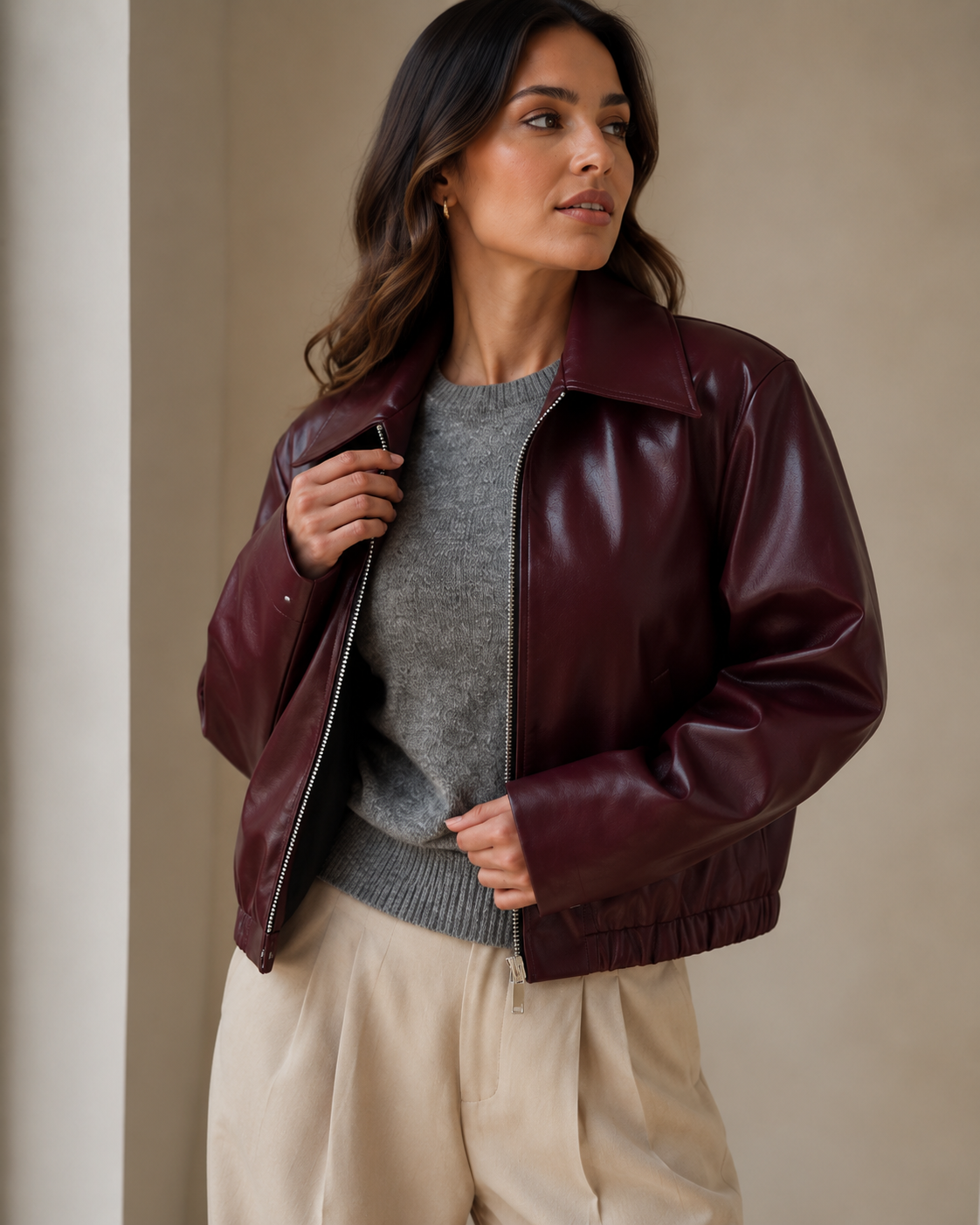 Chaqueta En Cuero Italiano