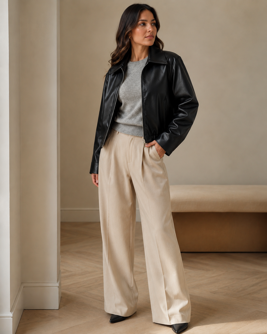 Chaqueta En Cuero Italiano