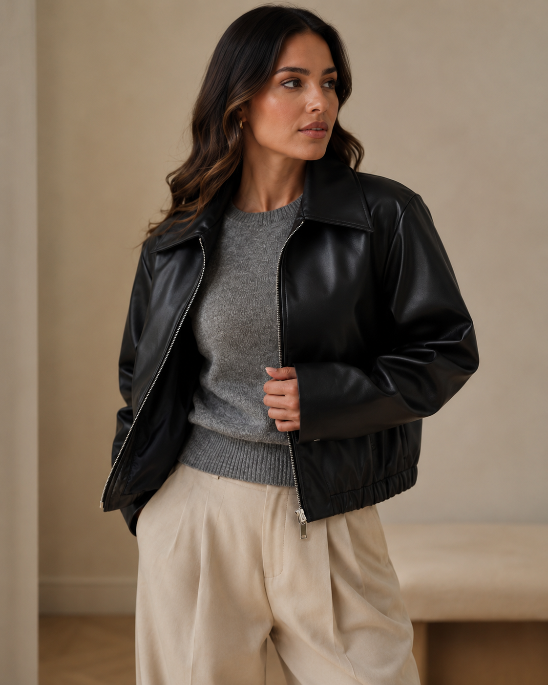 Chaqueta En Cuero Italiano