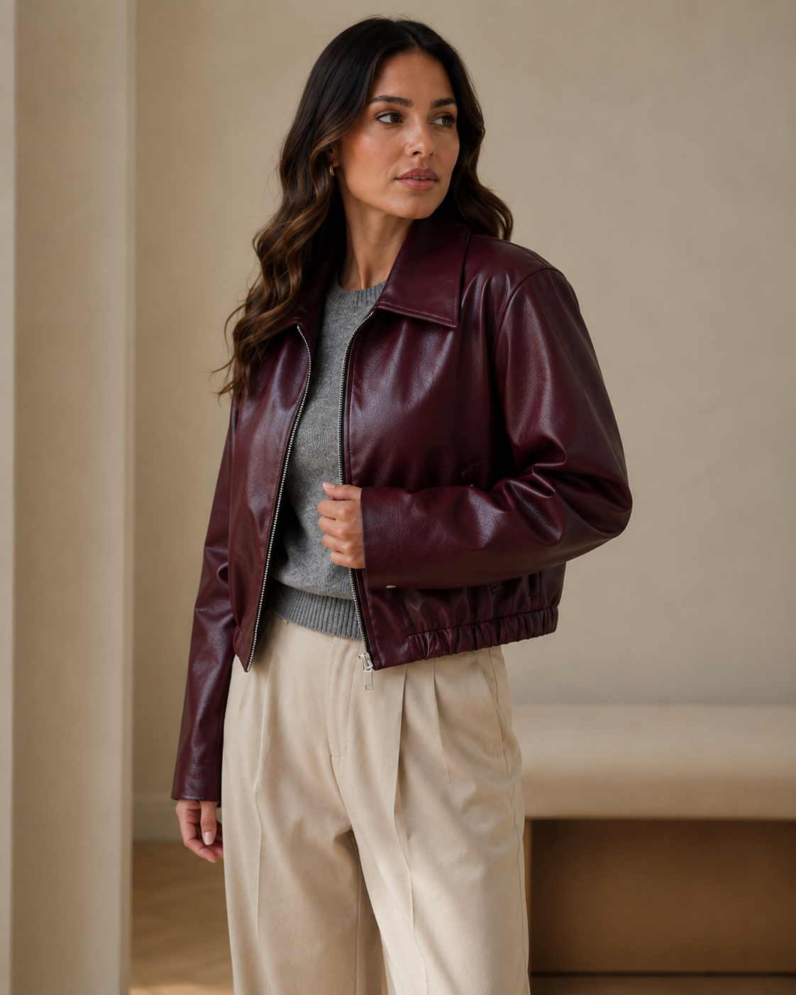 Chaqueta En Cuero Italiano