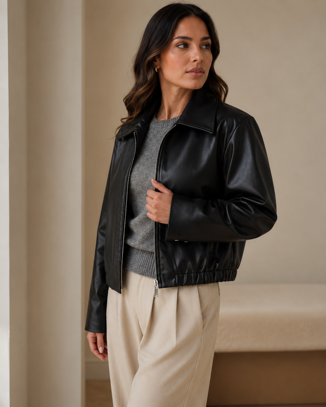 Chaqueta En Cuero Italiano