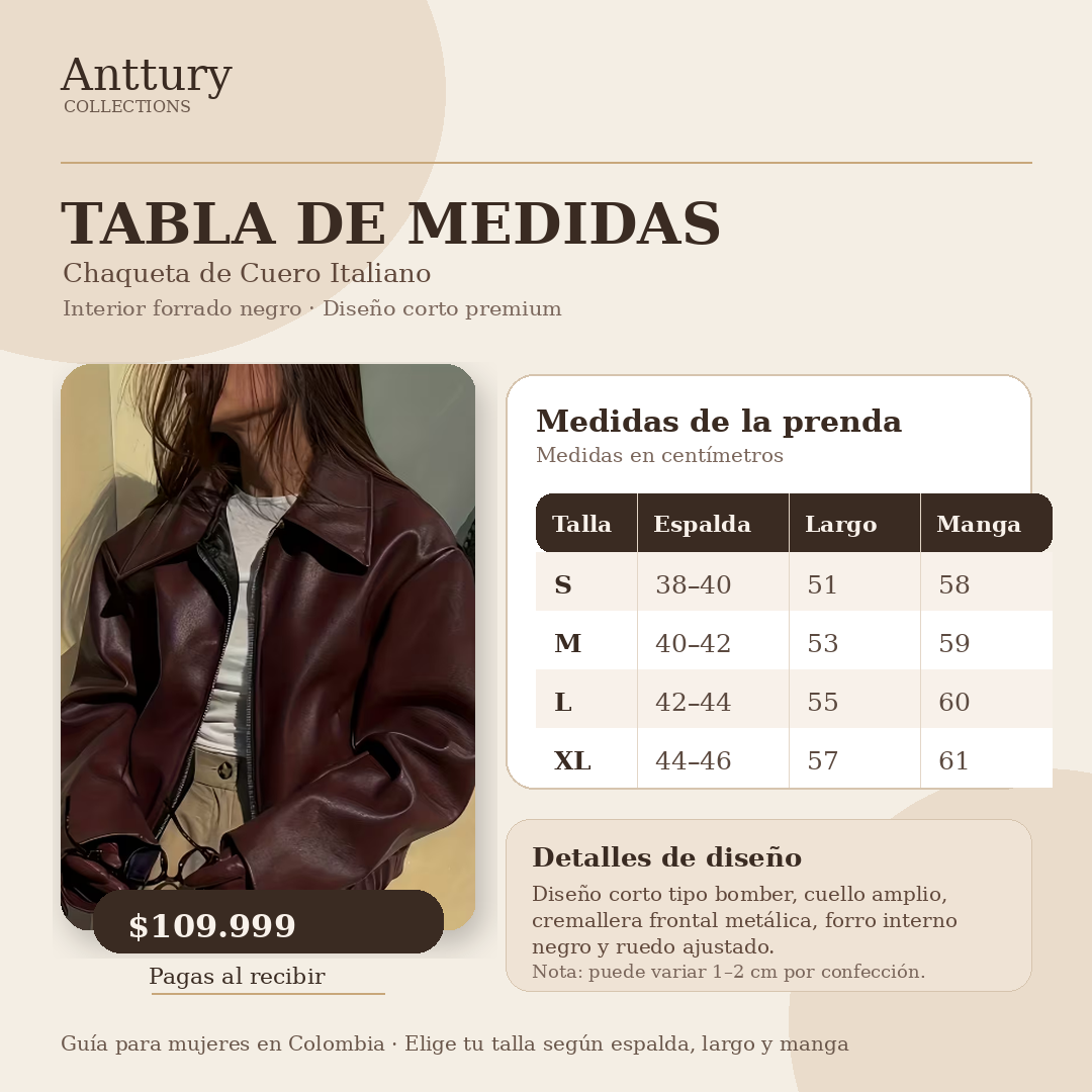 Chaqueta En Cuero Italiano